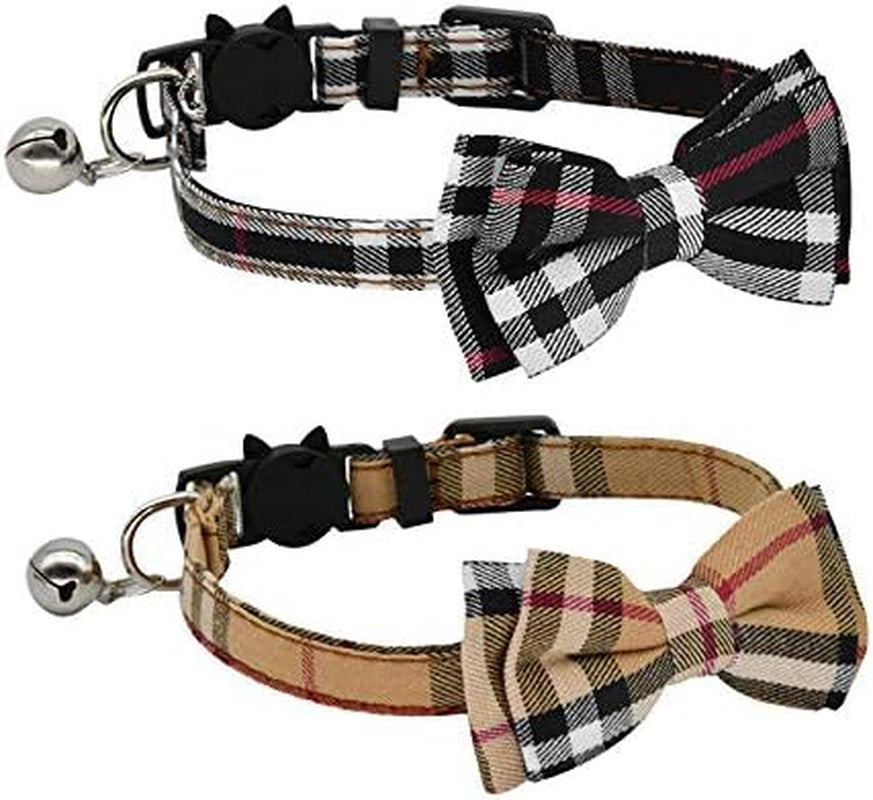 Adorable 2 Pack Cat Collars with Breakaway s and Bells - Adjustable for Kittens and Small Puppies (Black & Red)
