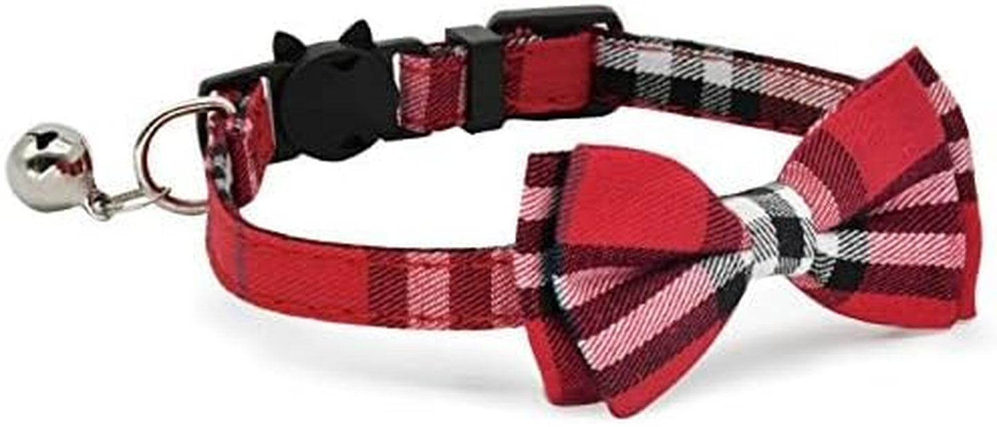 Adorable 2 Pack Cat Collars with Breakaway s and Bells - Adjustable for Kittens and Small Puppies (Black & Red)