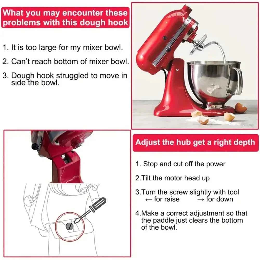 Premium Stainless Steel Dough Hook for Kitchenaid Mixers - Ideal for 4.5 & 5QT Models